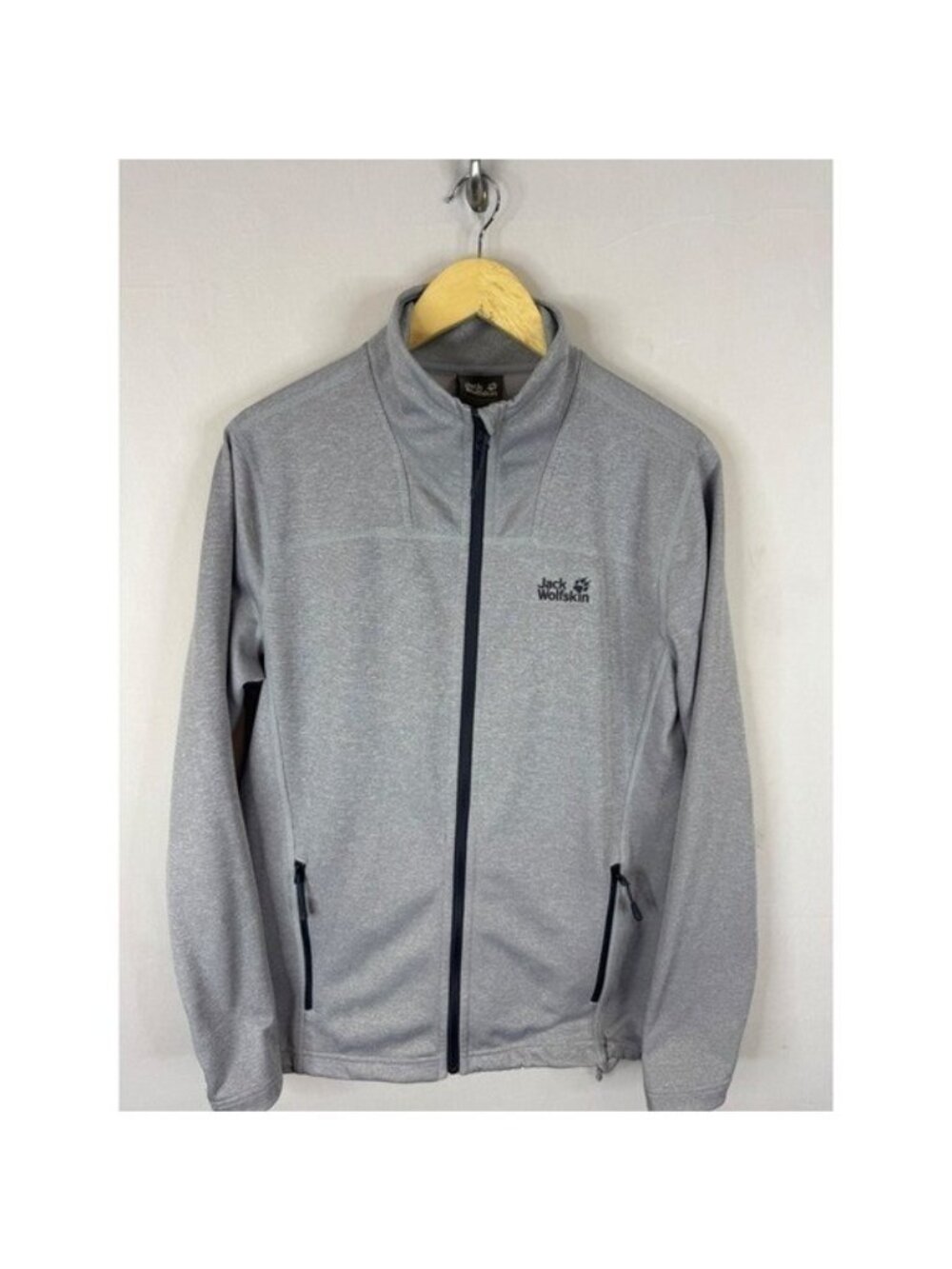 Jack Wolfskin Mens Full Zip Fleece Jacket Grey Mock Neck Small S